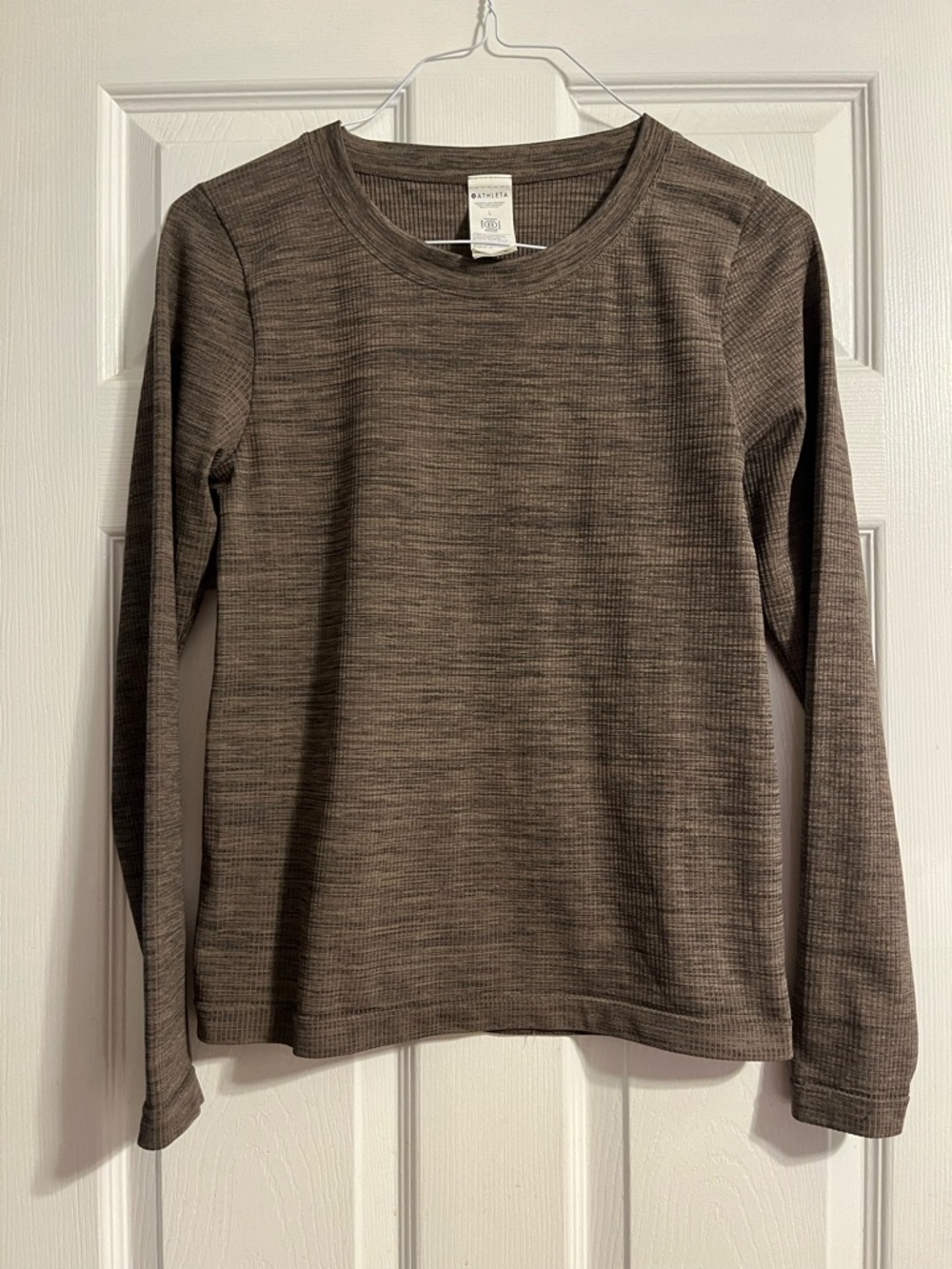 Athleta Renew Seamless Crewneck Top Pyrite Heather Brown Large L